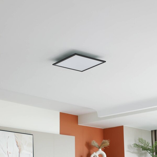 Lindby LED panel Enhife, černý, 40 x cm, kov, 4 000K, Černá, Pracovna / kancelář, Moderní