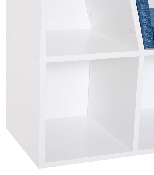 HOMCOM Knihovna s lavicí 2 v 1 Moderní design 6 oddílů 3 polštáře 102Š x 30H x 61V cm Bílá Modrá | Aosom