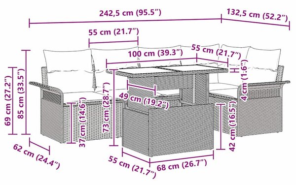 Sada zahradních pohovek 6 ks Světle šedá 3357025