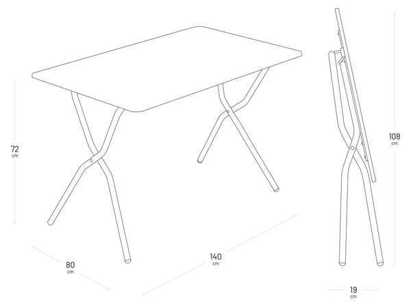 Sada BALCONY II – skládací stůl 140×80 cm + 6 ultra kompaktních židlí | ColorBlock zelená Moss