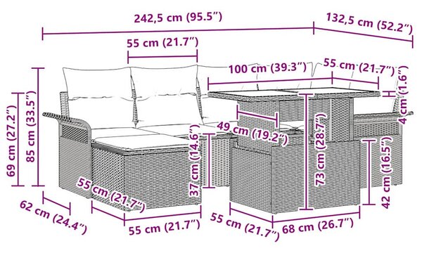 Sada zahradních pohovek 7 ks Světle šedá 3357055
