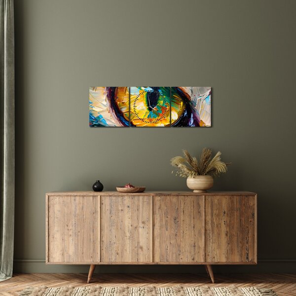 Obraz - Malba kočičího oka (s hodinami) (90x30 cm)