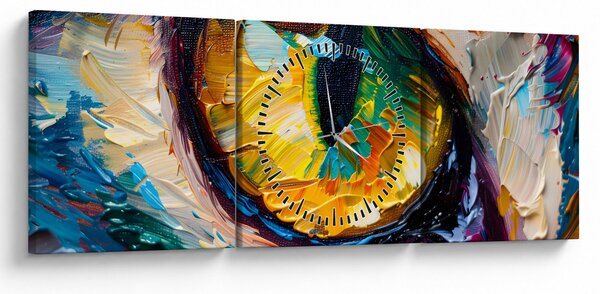 Obraz - Malba kočičího oka (s hodinami) (90x30 cm)