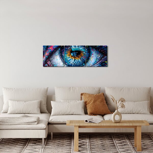 Obraz - Malba oka (s hodinami) (90x30 cm)