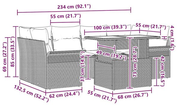 Sada zahradních pohovek 7 ks Šedá [Syntetika]: Poly Ratan 3357032