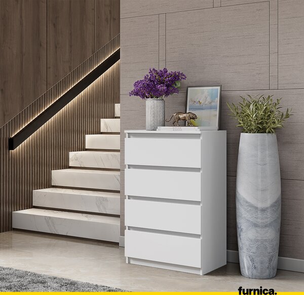FURNICA - GABRIEL - Komoda se 4 zásuvkami - bílá matná V92cm Š60cm H33cm
