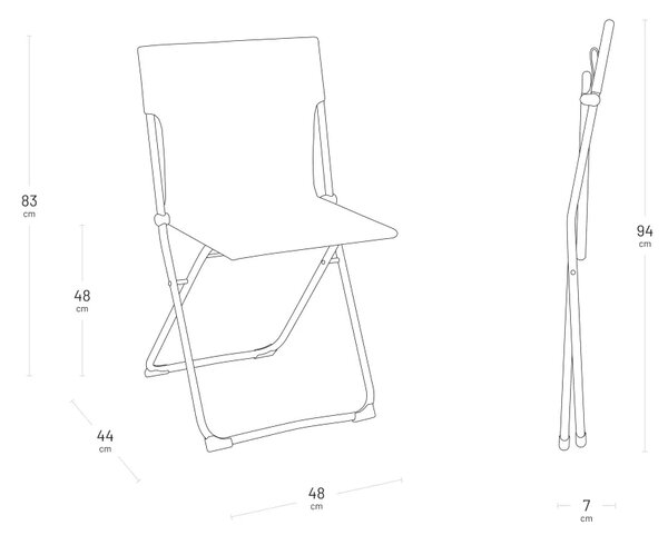 Sada BALCONY II – skládací stůl 120×70 cm + 4 ultra kompaktní židle | ColorBlock oranžová Canyon