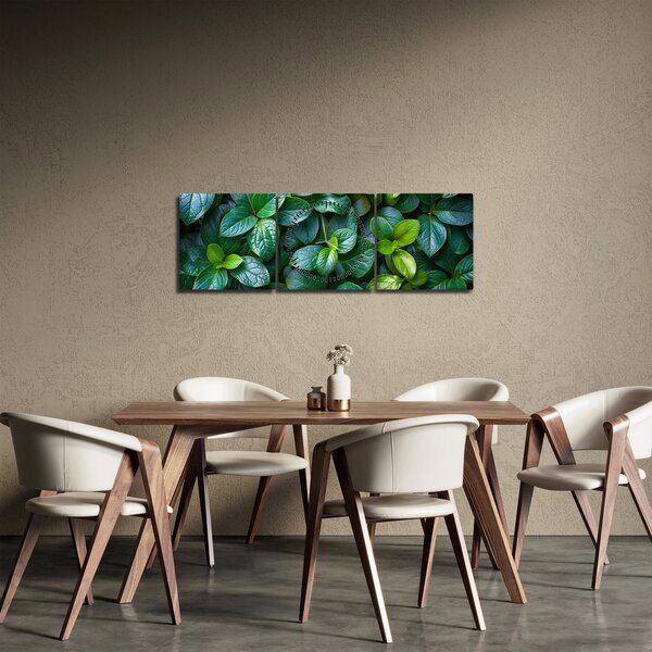 Obraz - Zelené rostliny (s hodinami) (90x30 cm)