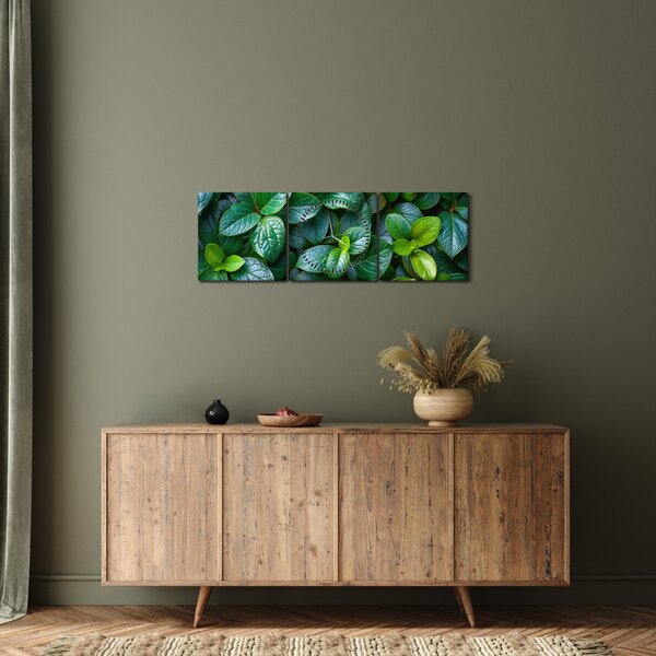 Obraz - Zelené rostliny (s hodinami) (90x30 cm)