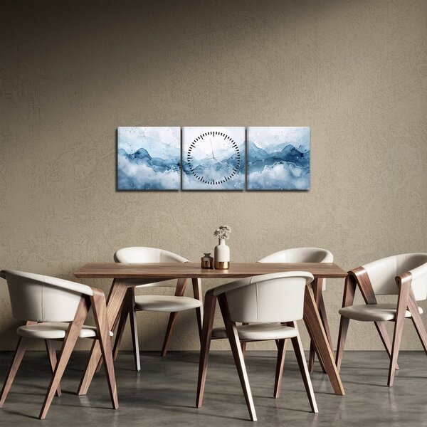 Obraz - Mraky a vlny, akvarel (s hodinami) (90x30 cm)