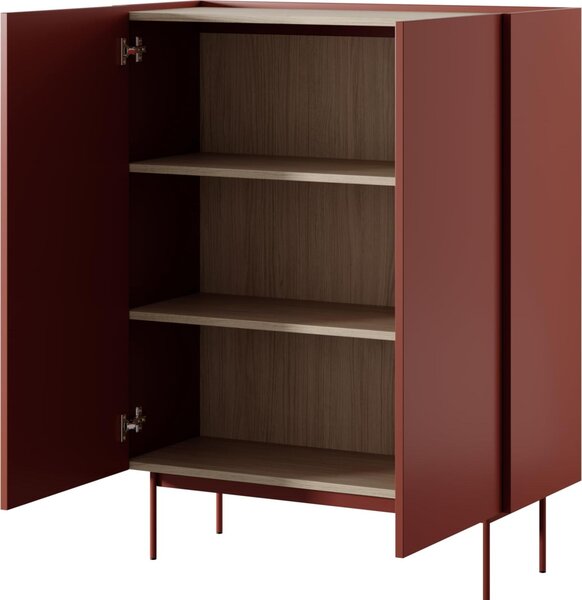 Komoda, prádelník Kelowna KD97 - červená, dub - šířka 97 cm, výška 122 cm, hloubka 37 cm