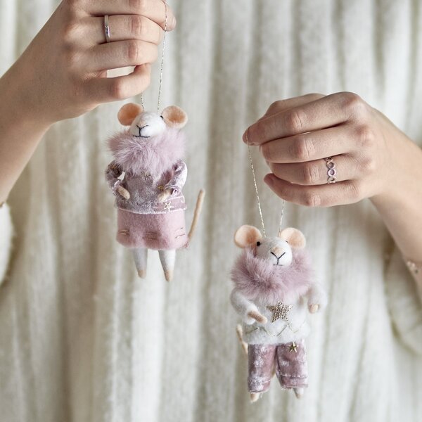 Plstěná vánoční ozdoba Peo Wool Rose Myšák