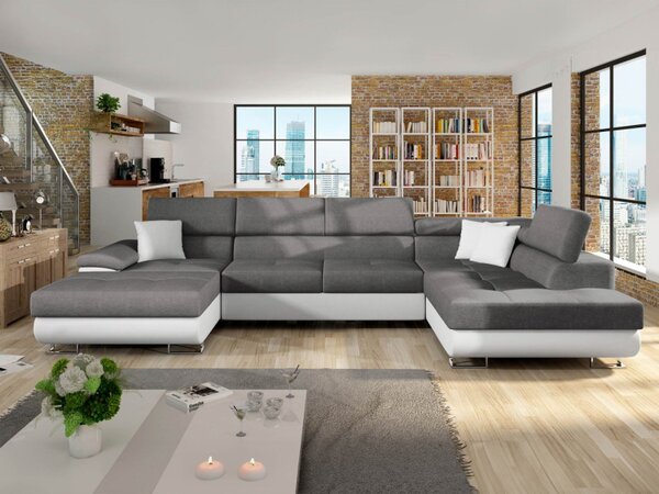 Sedací souprava Alvin Bis, Potah: ekokůže Soft 017 (bílá) + Lux 05 + Soft 017 ekokůže, Strana: Pravá - U 5903211400186
