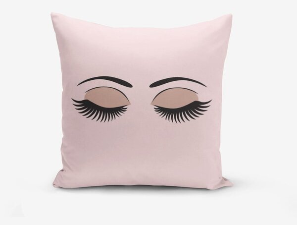 Povlak na polštář s příměsí bavlny Minimalist Cushion Covers Eye & Lash, 45 x 45 cm