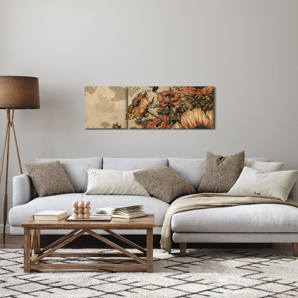 Obraz - Včelí louka II. (s hodinami) (90x30 cm)