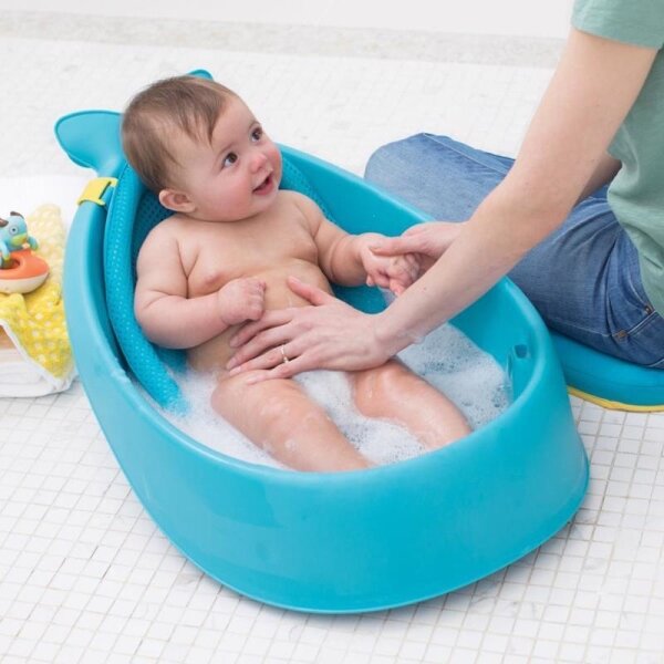 Skip Hop - Dětská vanička s ergonomickou podložkou MOBY 3 modrá
