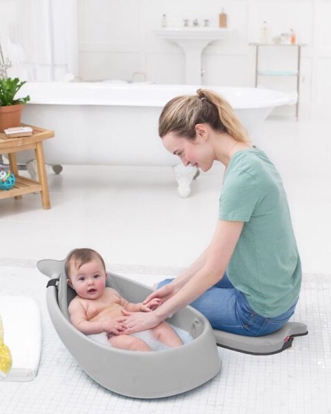 Skip Hop - Dětská vanička s ergonomickou podložkou MOBY 3 šedá