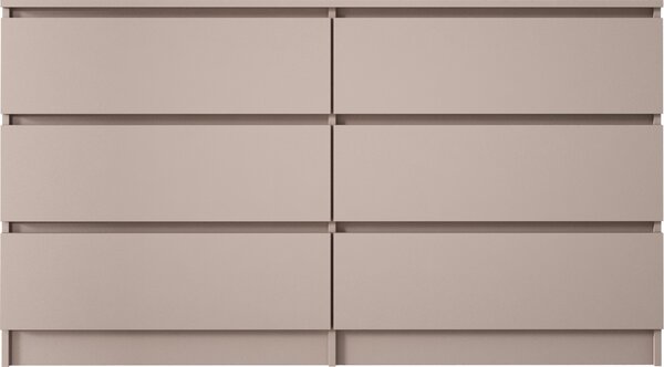 Komoda, 6 zásuvek, karamelová barva, 138 x 79 x 39 cm