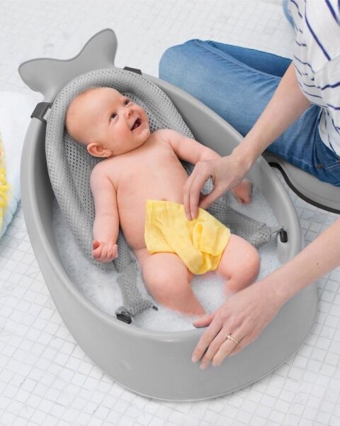 Skip Hop - Dětská vanička s ergonomickou podložkou MOBY 3 šedá