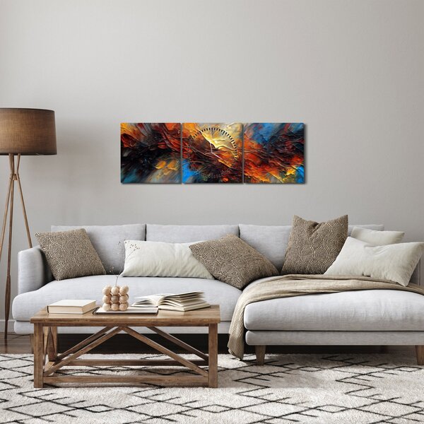 Obraz - Barevná textura (s hodinami) (90x30 cm)