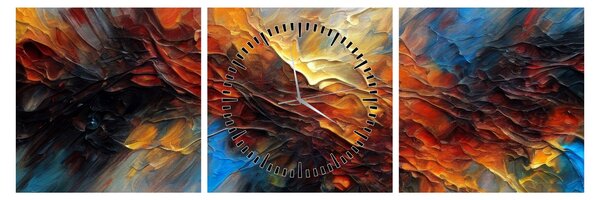 Obraz - Barevná textura (s hodinami) (90x30 cm)