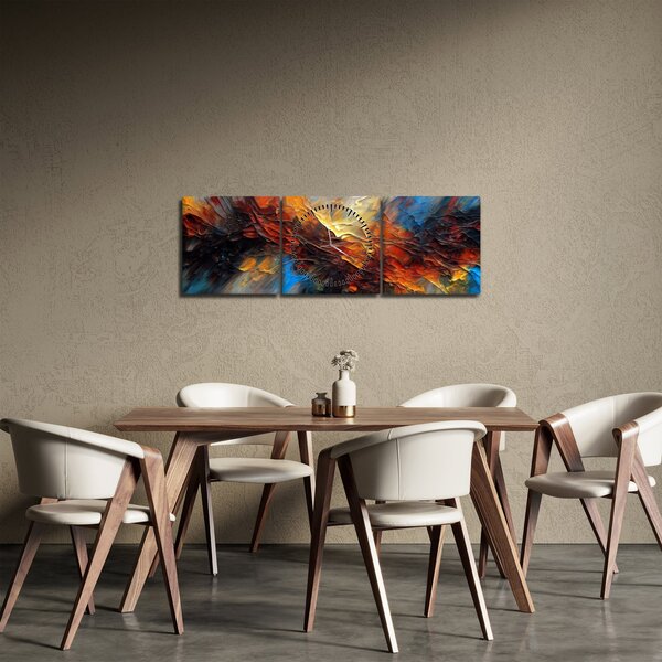 Obraz - Barevná textura (s hodinami) (90x30 cm)