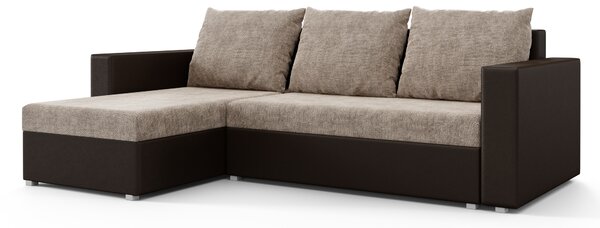 Rohová sedací souprava Hagoo (hnědá + slabohnědá) (L)