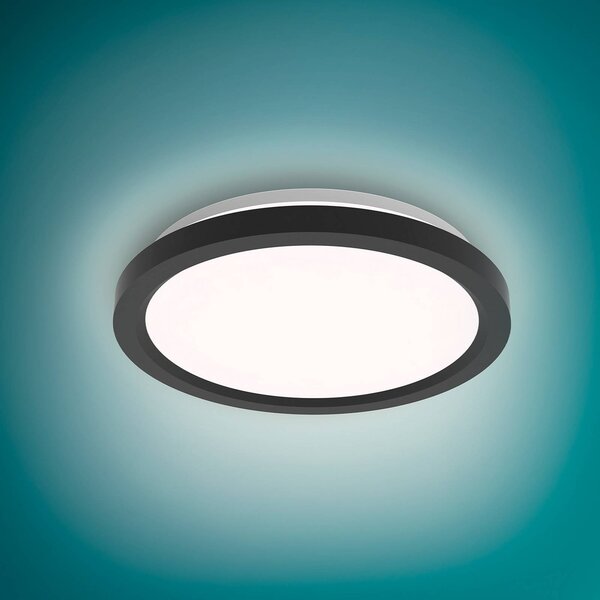 Philips LED stropní svítidlo Aio RD černé Ø 30 cm dálkové ovládání, stmívatelný, Černá, Chodba, kov, Moderní