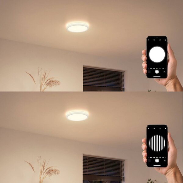 Philips LED stropní svítidlo Aio RD, bílé, Ø 30 cm, dálkové ovládání, stmívatelný, Bílá / opál, Chodba, kov, Moderní