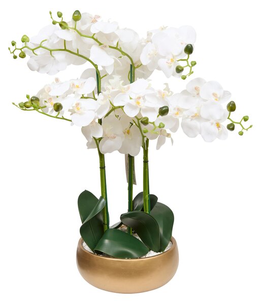 Umělá orchidej ve zlatém květináči SANAE, výška 65 cm
