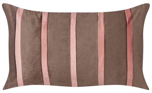 Sada 2 dekorativních polštářů CRODYLINE Umělý samet 35 x 60 cm Hnědá Pruhovaný vzor