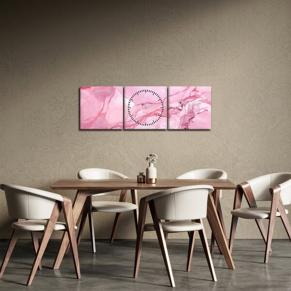 Obraz - Růžový mramor (s hodinami) (90x30 cm)