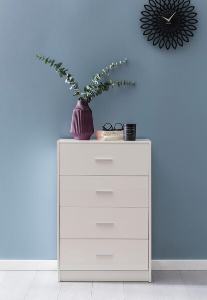 FineBuy Sideboard FB52330 Bílá lesklá 60x90x30 cm Průchozí skříňka Dřevěná moderní úzká komoda s zásuvkami Jídelna Malá univerzální skříňka Předsíň