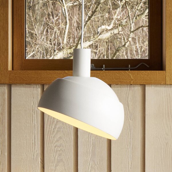 Louis Poulsen závěsné světlo FJ Elements, bílé, Ø 25 cm, E27, stmívatelný, Bílá / opál, Obývací pokoj / jídelna, Hliník, Moderní