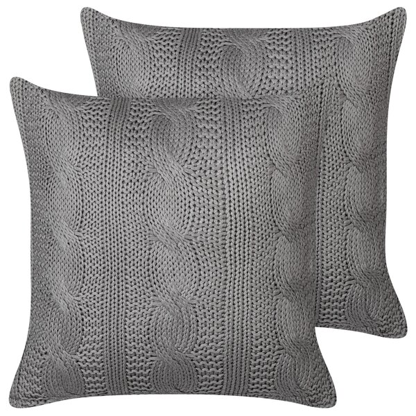 Sada 2 dekorativních polštářů CONSTYLIS Bavlna 45 x 45 cm Tmavě šedá Bez vzoru