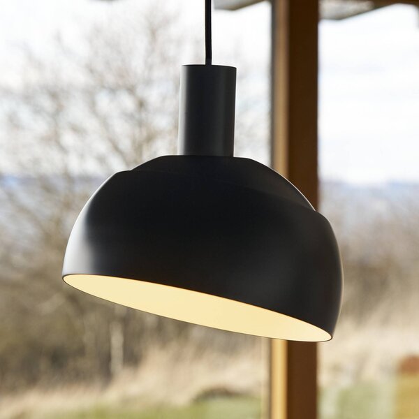 Louis Poulsen závěsné světlo FJ Elements, černé, 25 cm, E27, stmívatelný, Černá, Obývací pokoj / jídelna, Hliník, Moderní