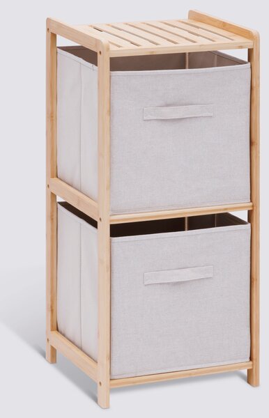 Bambusový regál TIDY se dvěma látkovými boxy, 34,7 x 33 x 77,5 cm