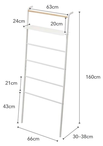 Bílý věšák s poličkou YAMAZAKI Tower Ladder