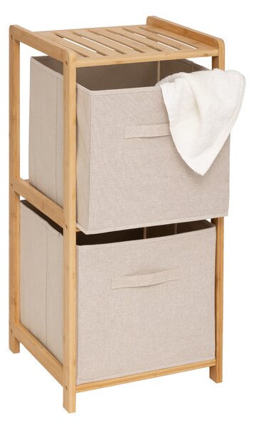 Bambusový regál TIDY se dvěma látkovými boxy, 34,7 x 33 x 77,5 cm