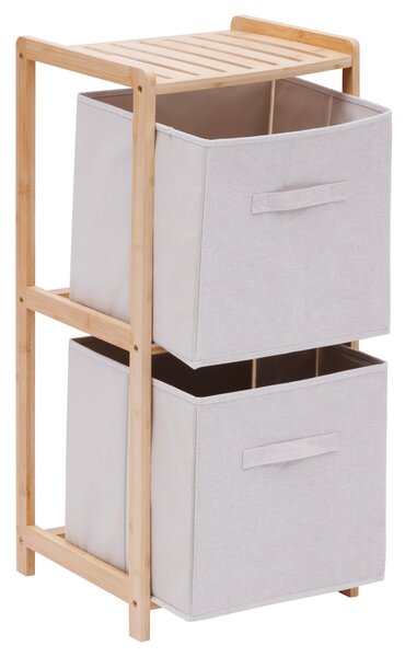 Bambusový regál TIDY se dvěma látkovými boxy, 34,7 x 33 x 77,5 cm