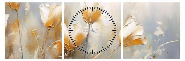 Obraz - Malba tulipánů (s hodinami) (90x30 cm)