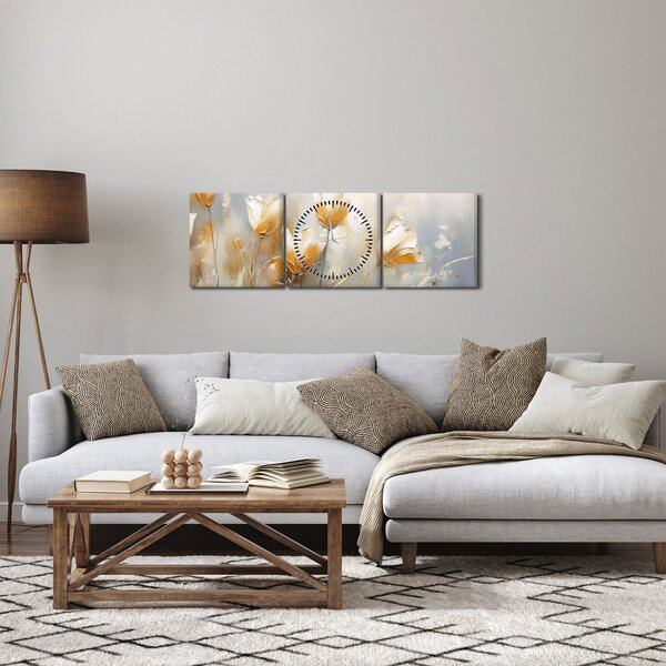 Obraz - Malba tulipánů (s hodinami) (90x30 cm)