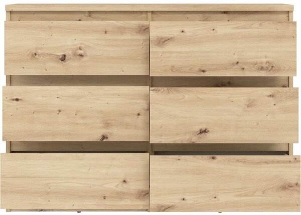 Komoda CHELSEA 6 zásuvek - 110 x 42,2 x 79,9 - dub artisan