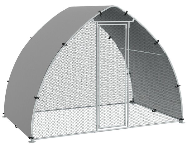 PawHut Velká Kurníková Klientela Pro Kuřata 5.75m² S UV-Ochrannou Střechou, Mřížková Oplocení 3.04D x 1.9Š x 2.2V m, Galvanizovaná Ocel, Zámek Dveře