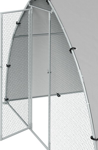PawHut Velká Kurníková Klientela Pro Kuřata 5.75m² S UV-Ochrannou Střechou, Mřížková Oplocení 3.04D x 1.9Š x 2.2V m, Galvanizovaná Ocel, Zámek Dveře