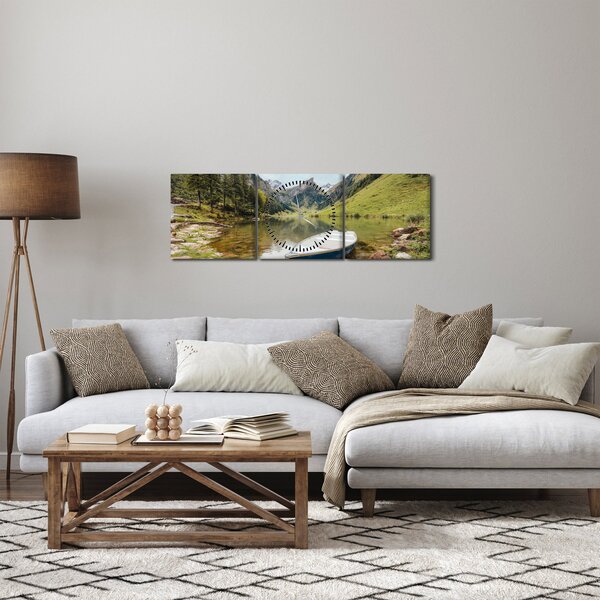 Obraz - Seealpsee, jezero Švýcarska (s hodinami) (90x30 cm)