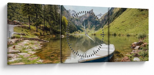 Obraz - Seealpsee, jezero Švýcarska (s hodinami) (90x30 cm)