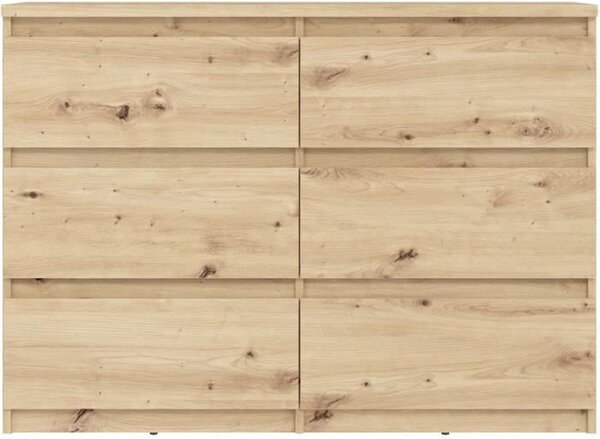 Komoda CHELSEA 6 zásuvek - 110 x 42,2 x 79,9 - dub artisan