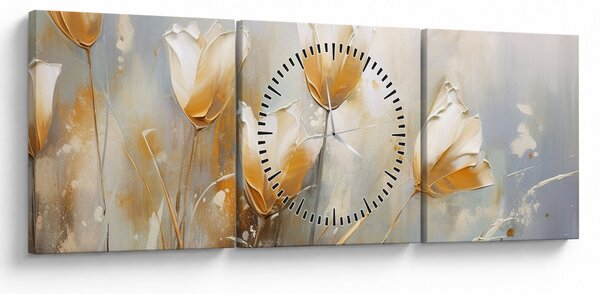 Obraz - Malba tulipánů (s hodinami) (90x30 cm)