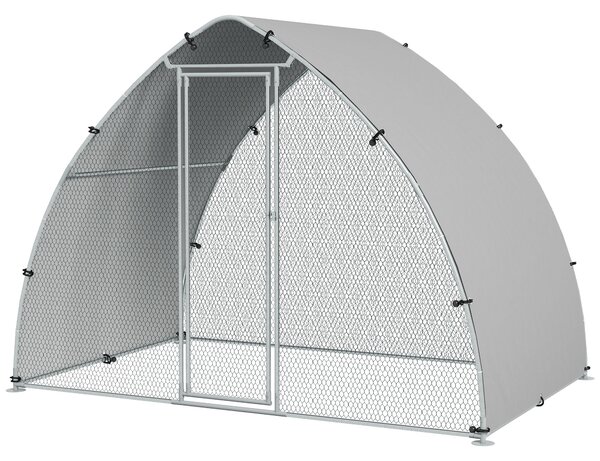 PawHut Velká Kurníková Klientela Pro Kuřata 5.75m² S UV-Ochrannou Střechou, Mřížková Oplocení 3.04D x 1.9Š x 2.2V m, Galvanizovaná Ocel, Zámek Dveře